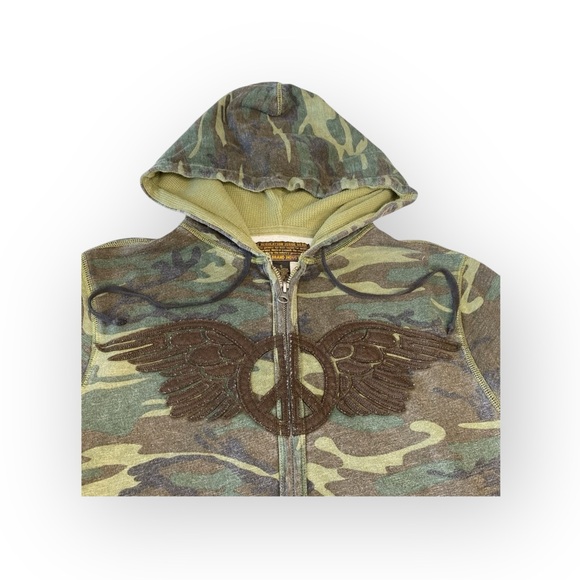 VHTF: new Lucky Brand シ Embroidered Winged Peace Sign Zip Hoodie Sweatshirt シ S - Picture 4 of 16